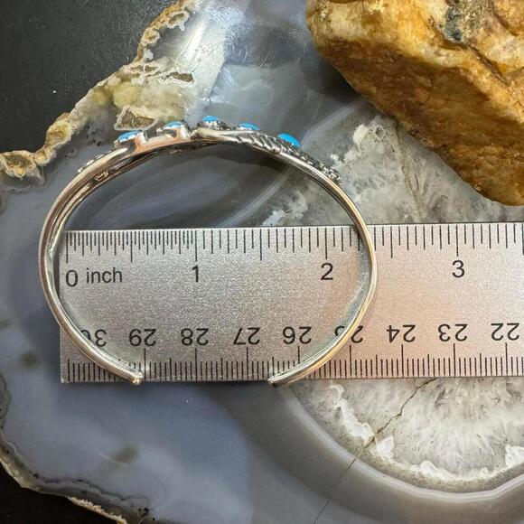 Carolyn Pollack Sterling Sleeping Beauty Turquoise Decorated Bracelet For Women - Picture 9 of 10